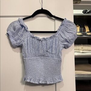 Hollister Lavender Smocked Puff-Sleeve Crop Top